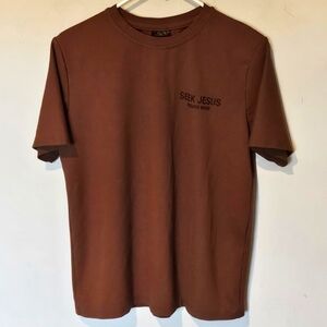 Seek Jesus x Heaven Made Unisex T-Shirt - Size Medium - Brown